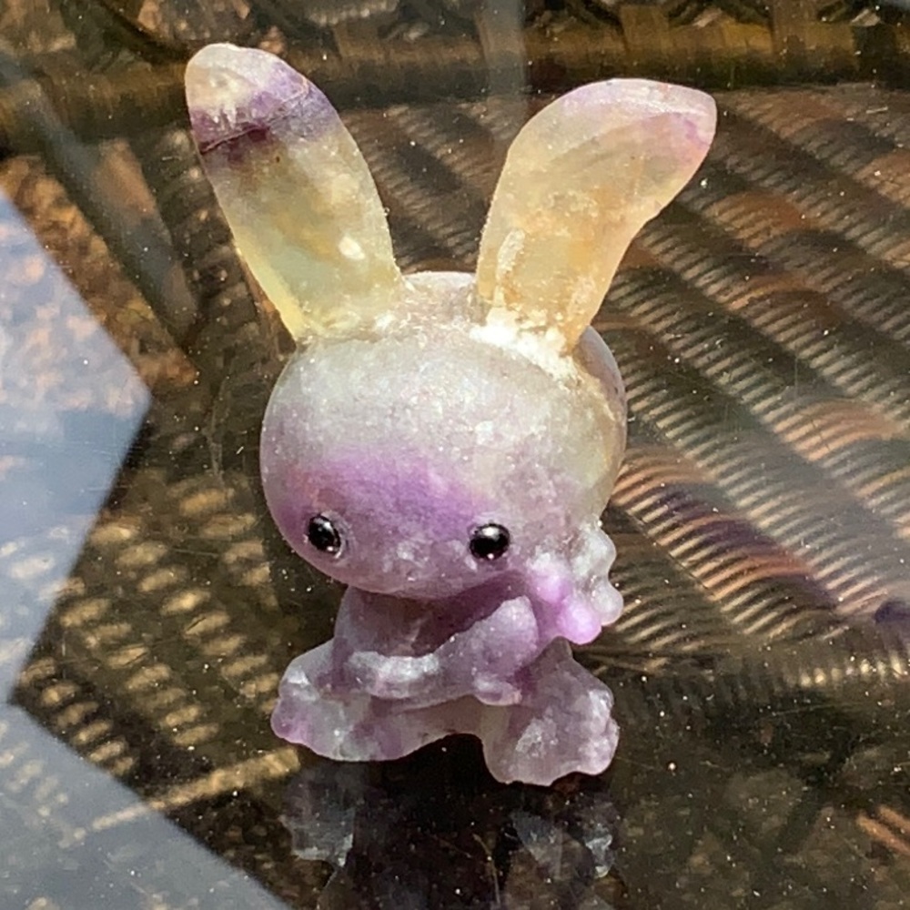RAINBOW FLUORITE HAND CARVED RABBIT
